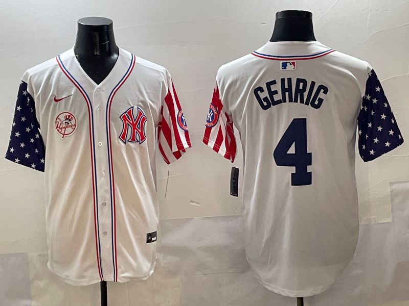 Men New York Yankees 4 Gehrig White a generation of national flags Jointly Name 2025 Nike MLB Jersey style 10